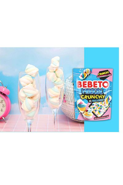 BEBETO Jeleuri Liofilizate cu Gust de Marshmallow – 35g x 12 Bucăți | Crocante, Ușoare, Dulci