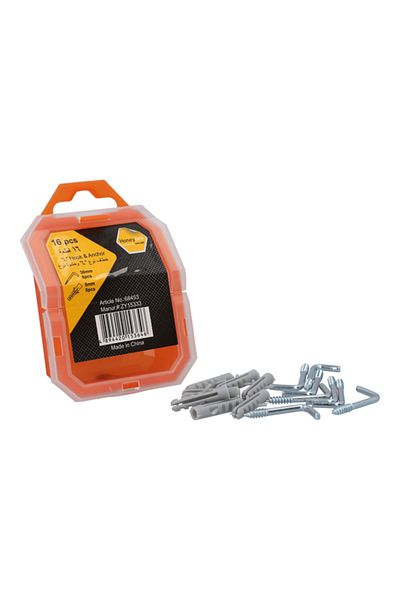 HONEYBEE 16-Piece Rust Resistant L-Type Hook and Anchor Set Silver and Grey