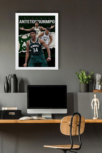 Saturn Pictură înrămată Giannis Antetokounmpo - Pictură poster NBA de baschet