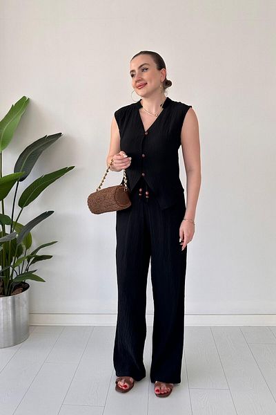 MaziButik Judge Vest Suit Black