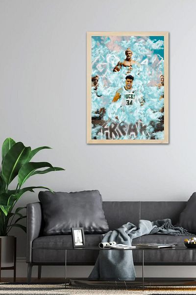 Saturn Pictură înrămată Giannis Antetokounmpo - Pictură poster NBA de baschet