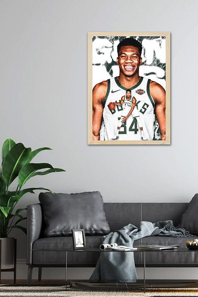 Saturn Pictură înrămată Giannis Antetokounmpo - Pictură poster NBA de baschet