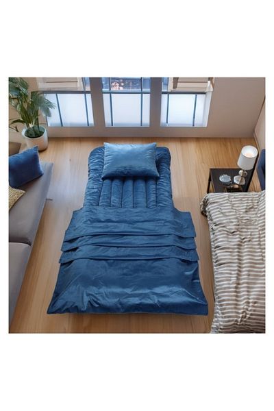 smart home 4-in-1 guest package consisting of a mattress, a light blanket, a pillow, and an elegant bag. Soft velvet package.