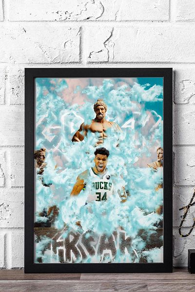 Saturn Pictură înrămată Giannis Antetokounmpo - Pictură poster NBA de baschet