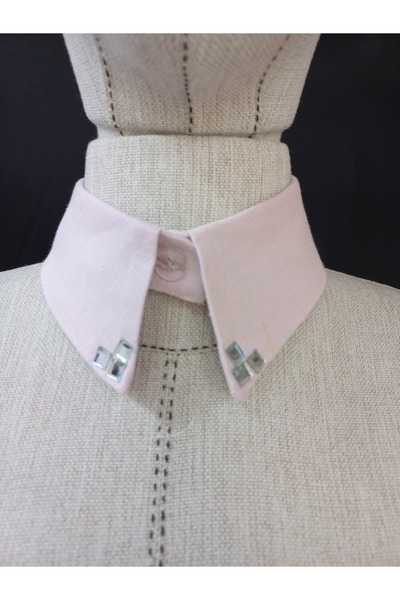 es moda shop Bezia Stone Detailed Removable Linen Collar Baby Pink