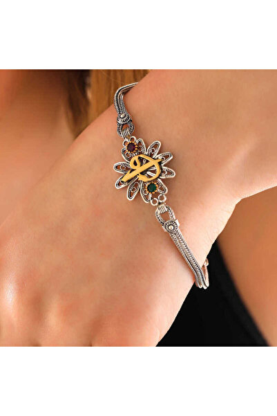 Skygo 925 Ayar Gümüş Elif Vav Otantik Kadın Bileklik