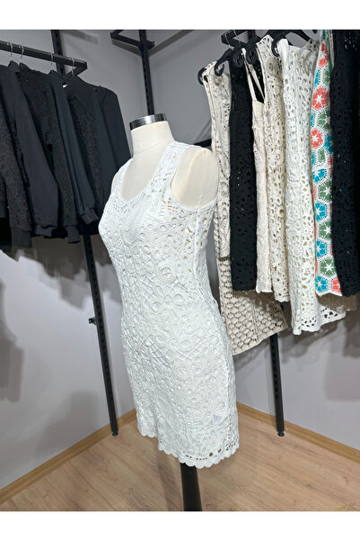 MT CLUB Kadın Astarlı Tığ İşlemeli Mini Elbise