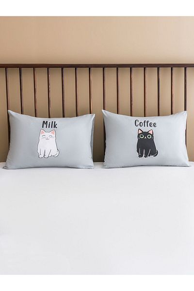 LC Waikiki Mixed Cat Printed Cotton Pillow Case Set of 2 50X70 cm