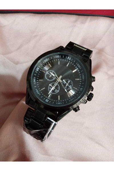 Brality Men's Wristwatch ... Steel Black Cord ... Black Color Case - Compass Detail 6073