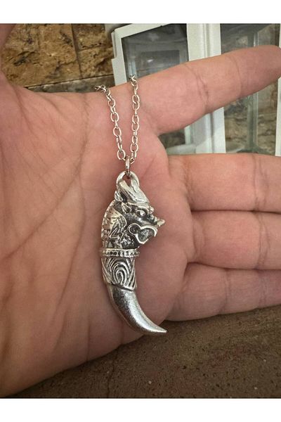 Herşey Nota Unisex Necklace with Dragon Tooth Figure – 60 cm Chain, Symbol of Power and Legendary Protection