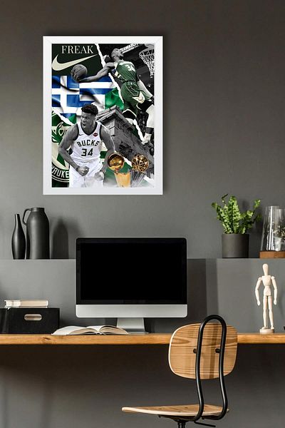 Saturn Pictură înrămată Giannis Antetokounmpo - Pictură poster NBA de baschet