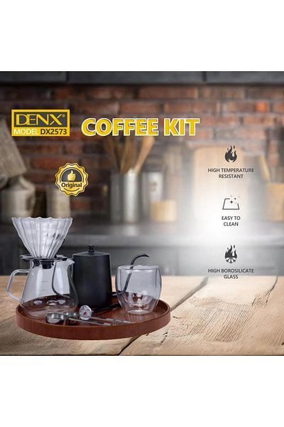 Denx مجموعة ماكينة القهوة، 12 قطعة من أدوات إكسسوارات القهوة مع حقيبة حمل محمولة، مجموعة القهوة المقطرة