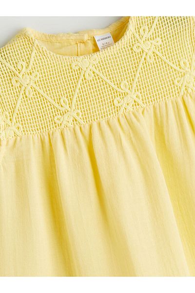 LC Waikiki Sari Crew Neck Girl's Muslin Dress