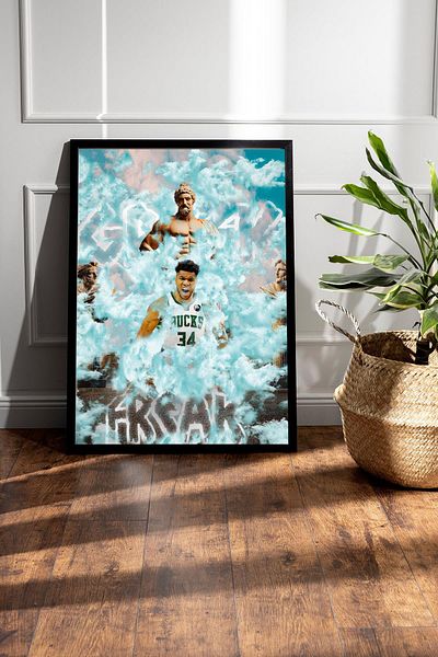 Saturn Pictură înrămată Giannis Antetokounmpo - Pictură poster NBA de baschet