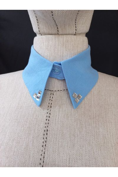 es moda shop Bezia Stone Detailed Removable Linen Collar Blue