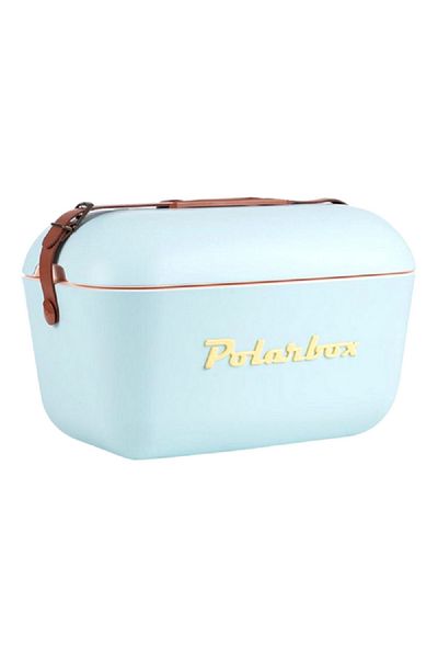 Polarbox Lightweight Durable Cooler Box with Adjustable Leather Strap Sky Blue and Yellow 20 Liter