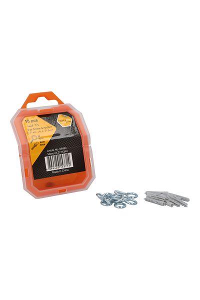 HONEYBEE 18-Piece Rust Resistant Eye Screw and Anchor Set Silver and Grey