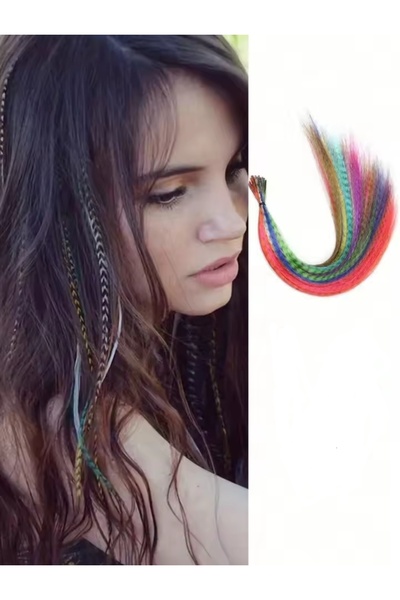 MutluBiDünya 10 Farklı Rente Sentetik Sülün Tüyü Saç Postişi