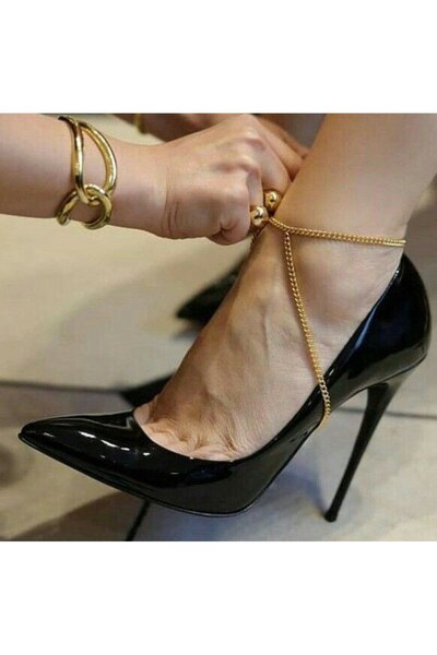 Genel Markalar Şıklığınızı Tamamlayan Altın Renk Zincirli Kadın Halhal