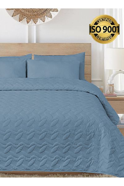 Master Home Textile Microfiber Bedspread Set Fits 200 x 200 cm Double Size Bed 4Pcs King Size Compressed Comforter Set