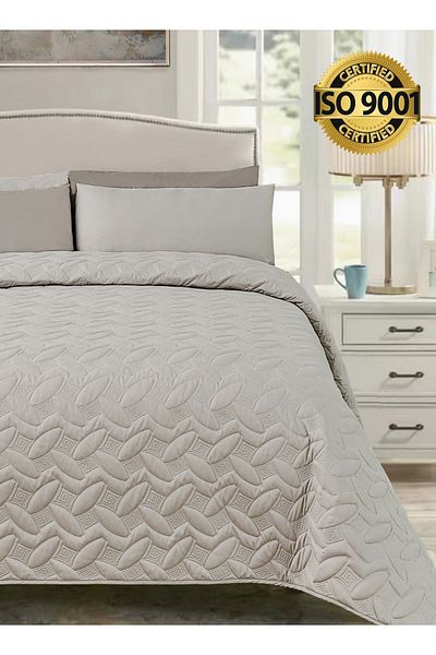 Master Home Textile Microfiber Bedspread Set Fits 200 x 200 cm Double Size Bed 4Pcs King Size Compressed Comforter Set