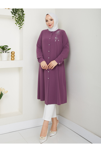 BELLİNA Kadın Medine İpeği Yazlık Tunik Lila