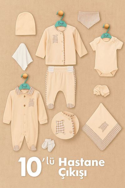 Babydonat Pitikareli 100% Cotton 10-Piece Baby Boy Hospital Discharge Set 0-3 Months