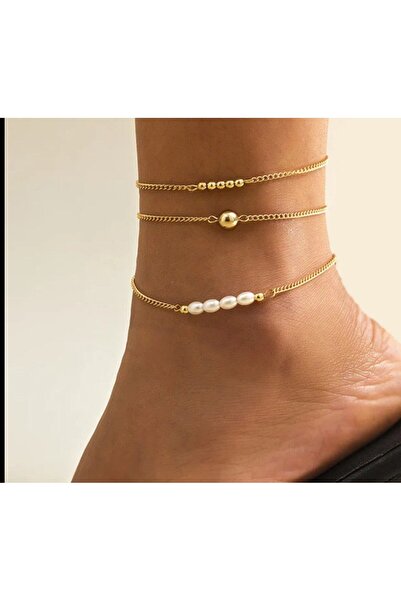 Generic Brand Set of 3 Beaded Chain Anklets to Complete Your Elegance