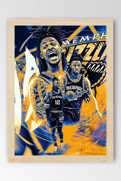 Saturn Pictură cu cadru Ja Morant - Poster NBA Memphis Grizzlies