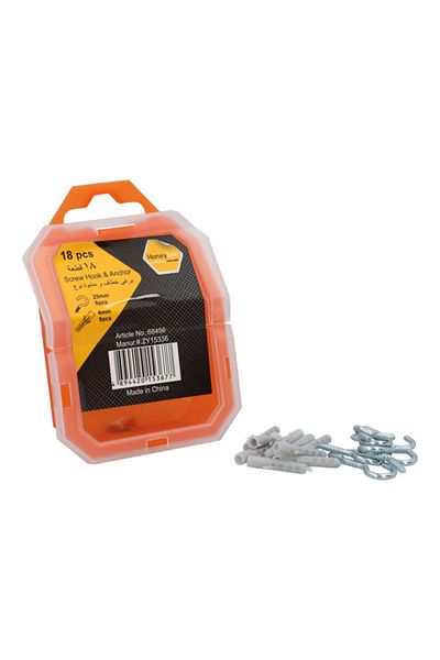 HONEYBEE 18-Piece Rust Resistant Screw Hook and Anchor Set Silver and Grey