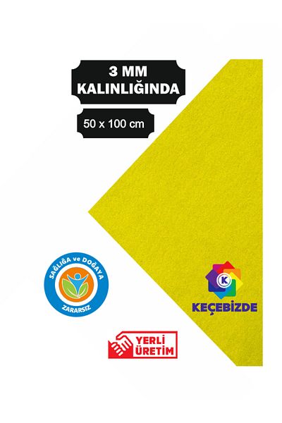 KeçeBizde Yellow Thick Felt 3 mm 50 X 100 cm Size