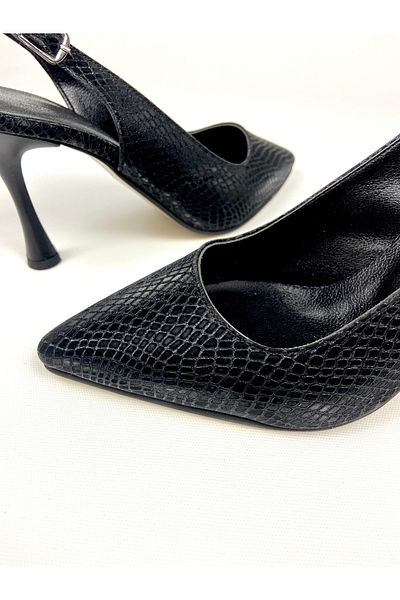 Gloriys Ayakkabı & Çanta Black Patterned 9 cm High-Heeled Shoes 01495