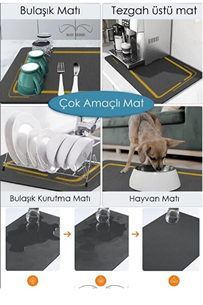 İndirimKap Sihirli Bulaşık Yıkama Matı | Kurulama Matı 40x50 Bulaşık Kurutma Matı Katlanabilir Tezgah Üstü Ped