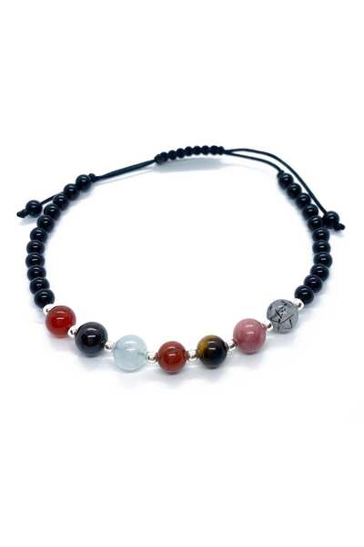 byRetroChique Bratara zodia Scorpion cu onix si bilute de argint