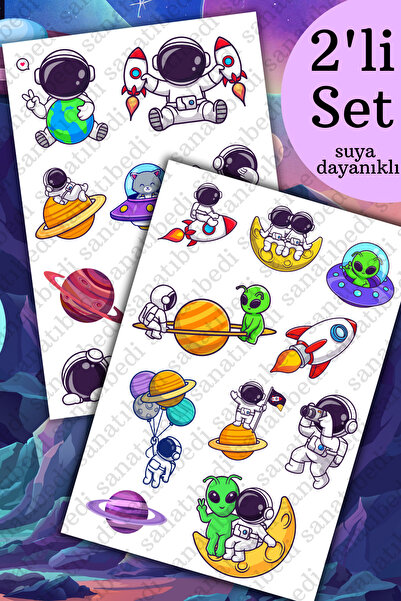 sanatıbedi Комплект от 2 стикера за космически астронавт - водоустойчив стике...