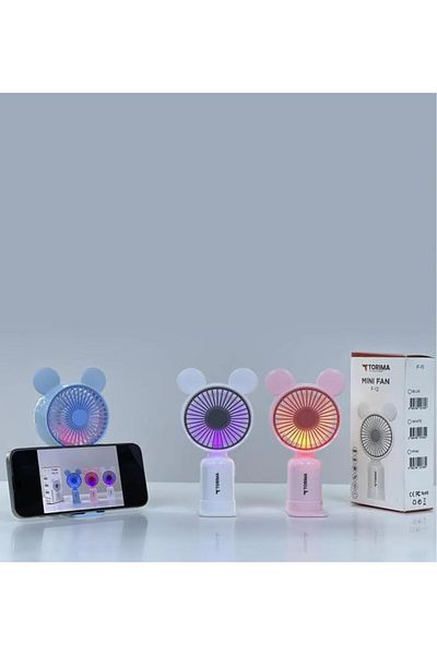Casalina Mini Ventilator Portabil F-12 – Design cu Urechi, Reîncărcabil USB, Albastru