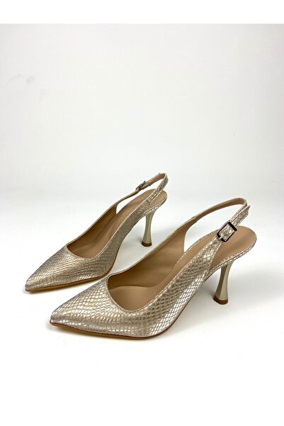 Gloriys Ayakkabı & Çanta Gold Patterned 9 cm High-Heeled Shoes 01495