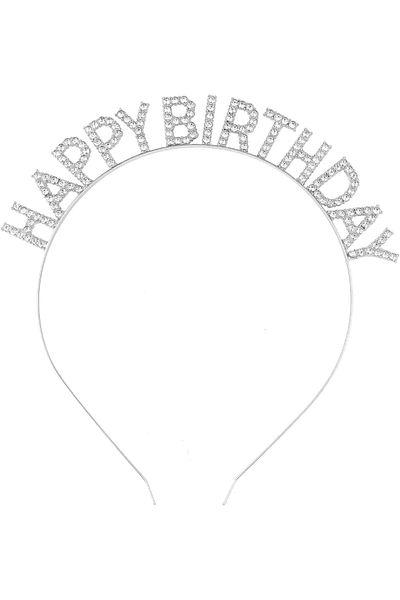 UZAY ONLİNE Silver Crystal Stone Happy Birthday Crown