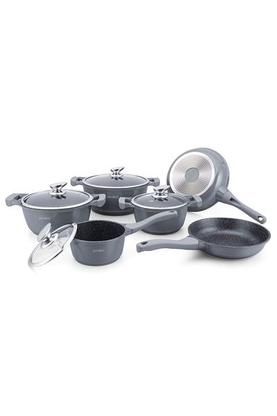 Royalty Line BS1010M 10-piece marbled pot set - gray