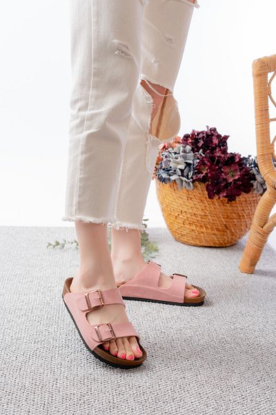 SİLİYA Sly Unisex Orthopedic Sole Slippers Double Banded Buckle Casual & Out Slippers