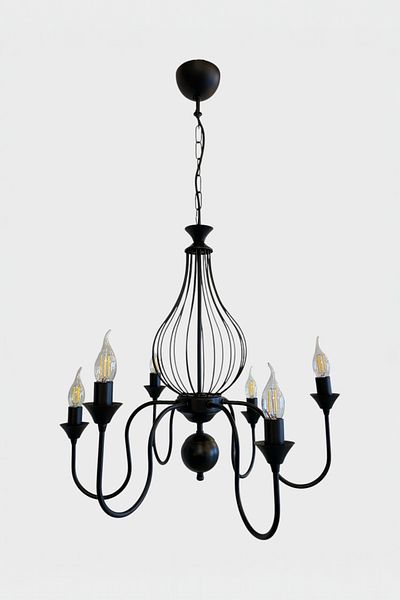 Favori Aydınlatma Magnolia Black Metal Body Classic 6 Arm Chandelier