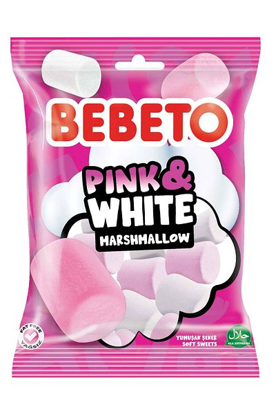 BEBETO Pink & White Jeleuri Spumă și Fructe – 6 x 12 x 30g | Set Promoțional cu Arome Delicate