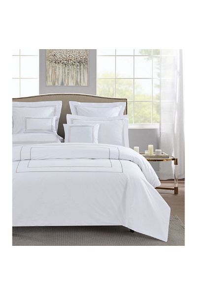 Oceana 3-Piece Super Comfortable King Size Stitch Duvet Cover Set White and Grey