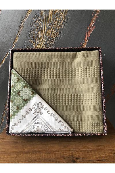 Çeyiz Diyarı Dowry Land Honeycomb Double Cotton Pique Set Khaki