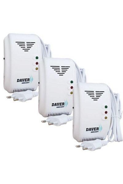 Daver Set cu trei detectoare de scurgeri de gaze, alimentate la 220V/50Hz și cu control prin electrovalvă (220V/50Hz sau 12V D)