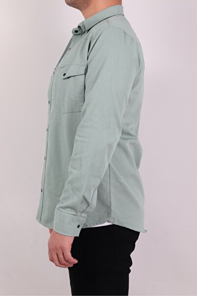 Ofzensport Slim Fit Men's Denim Shirt Water Green