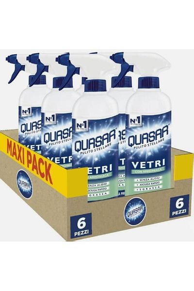 Quasar Detergent pentru geamuri cu amoniac Quasar 650 ml - Set 6 bucati