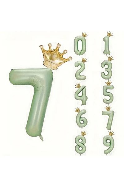 Mini Parti Mini Party Store Green Number Foil King with Crown
