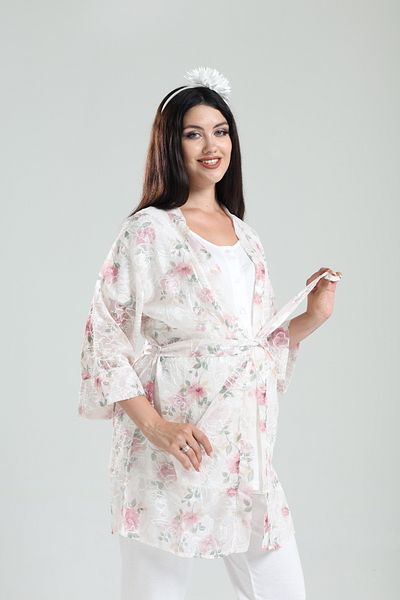 BLACKMORE Tuba Powder Patterned Cotton Chiffon Maternity Pajamas Set with Maternity Pajamas Set of 3