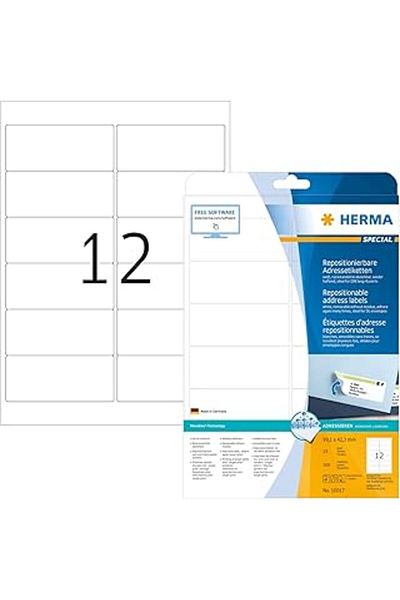 STOREMAX Herma 10017 Address Sticker, Din A4, Removable 99,1 X 42,3 Mm, 25 Sheets, Paper, Matte Self